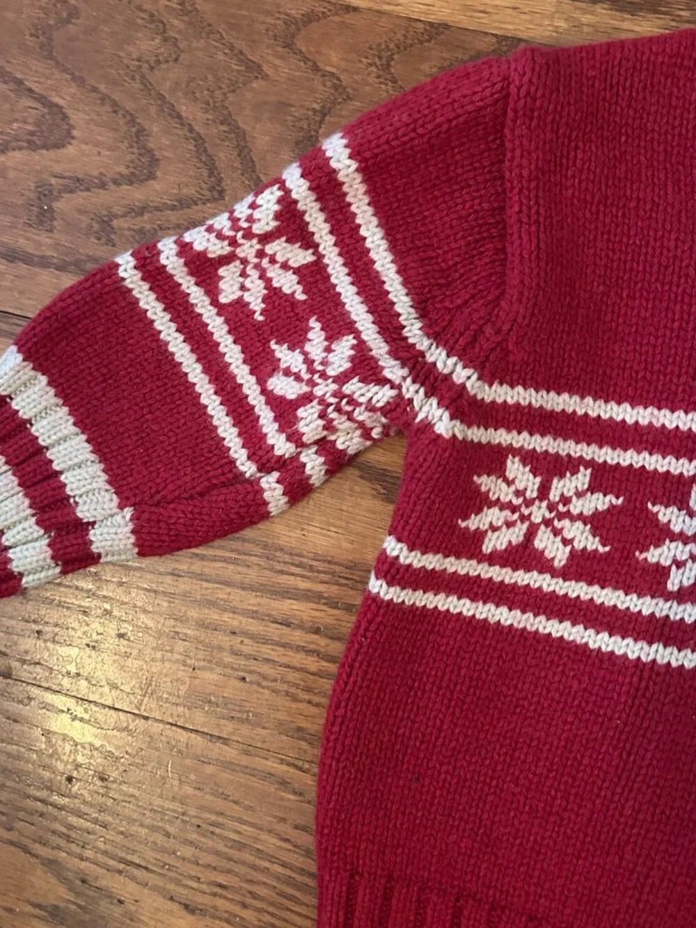 Vintage Y2K Baby Gap Red Snowflake Fair Isle Wool Blend Sweater Size 12-18 Month